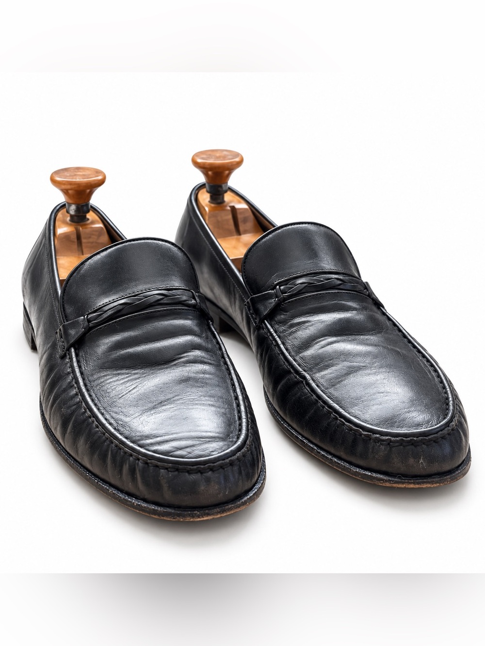 Bally Italian Leather Braided Strap Loafers Slip on Dress Shoes Mens 10 N